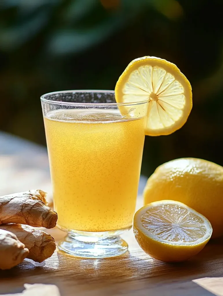 Natural Zepbound recipe in a clear glass with lemon and ginger