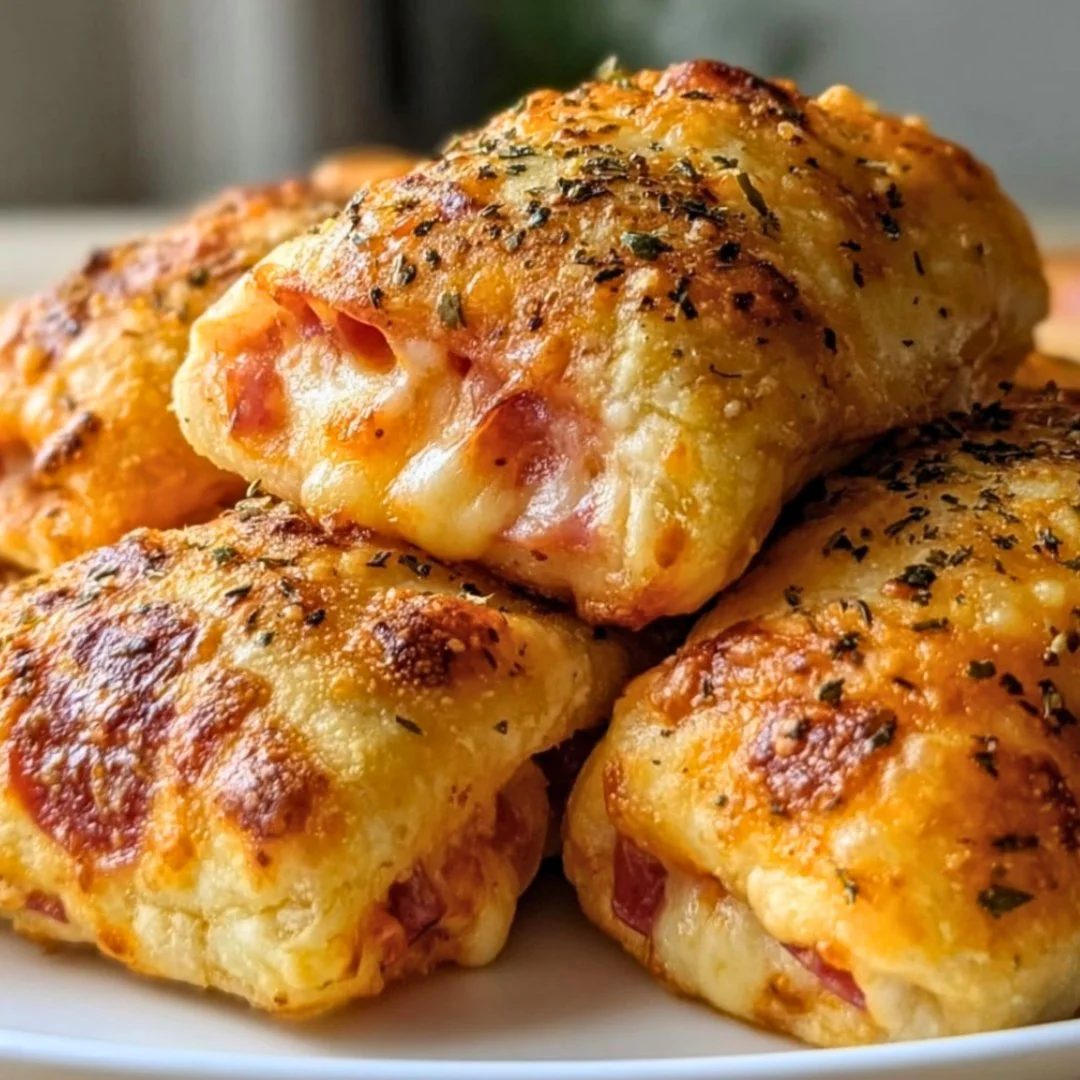 Crispy air fryer pizza rolls freshly cooked and ready to serve