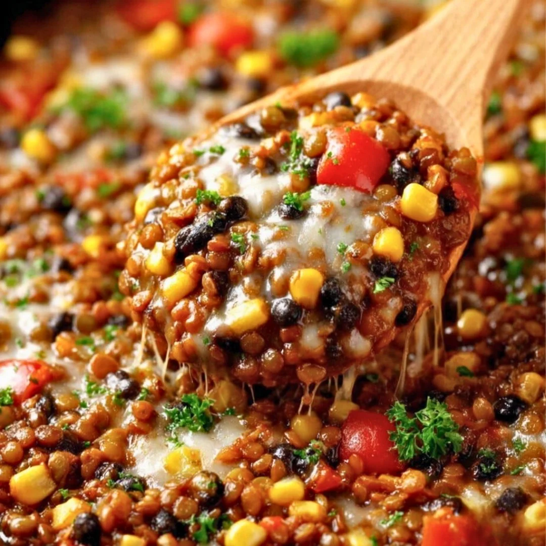 Flavorful Mexican spiced lentil dish served in a bowl with fresh garnishes.