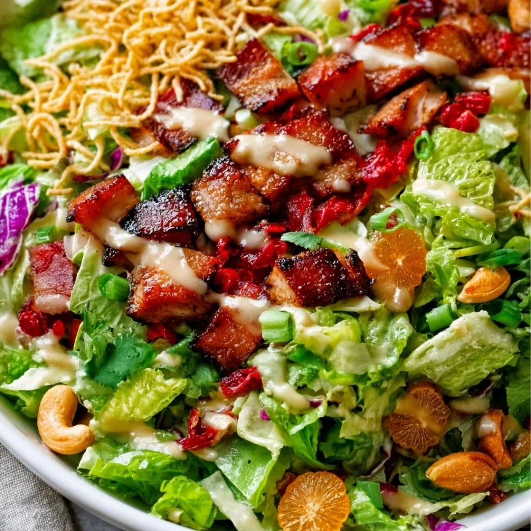 Fresh and vibrant Asian Chicken Salad with colorful vegetables and dressing