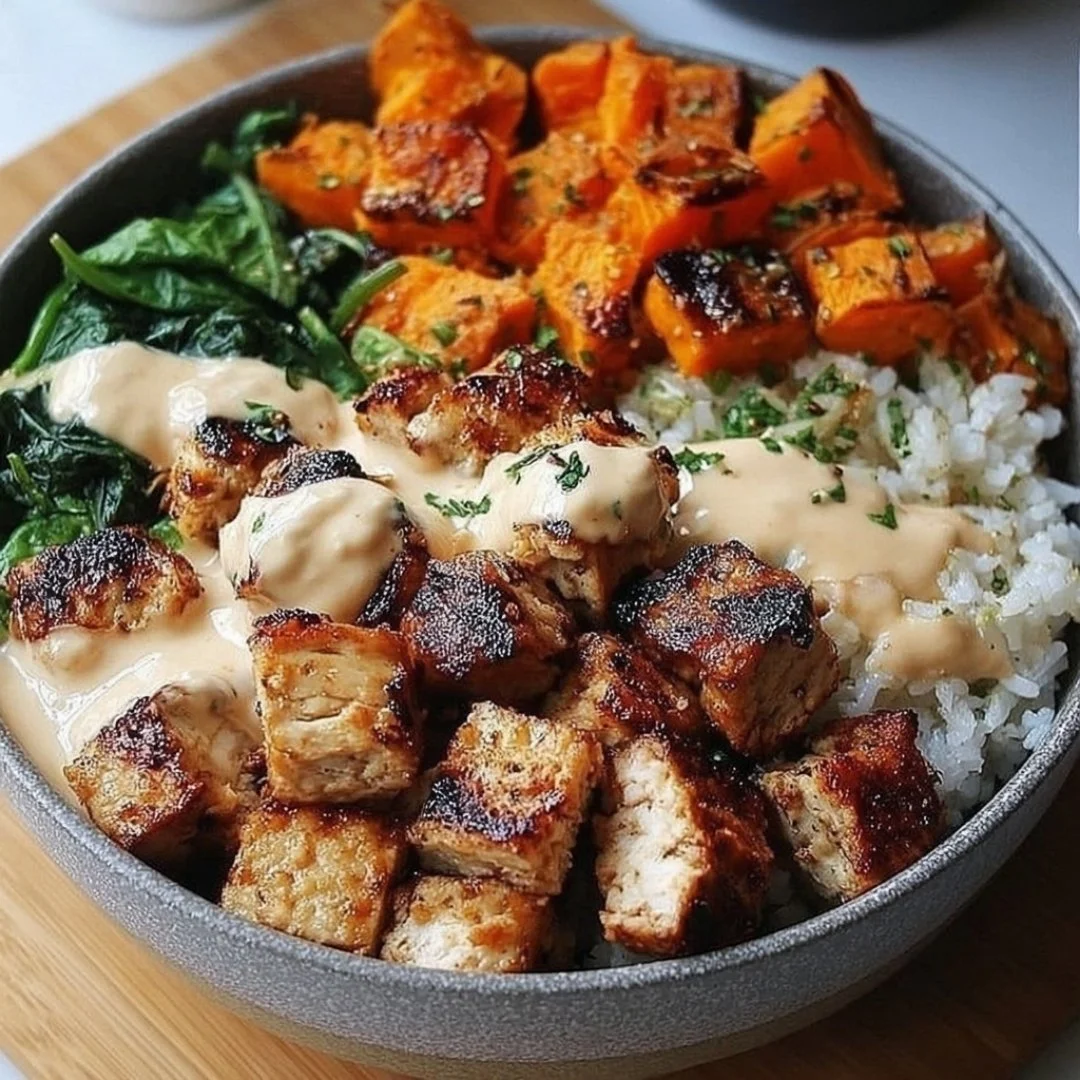 Fresh grilled chicken salad with colorful vegetables and dressing