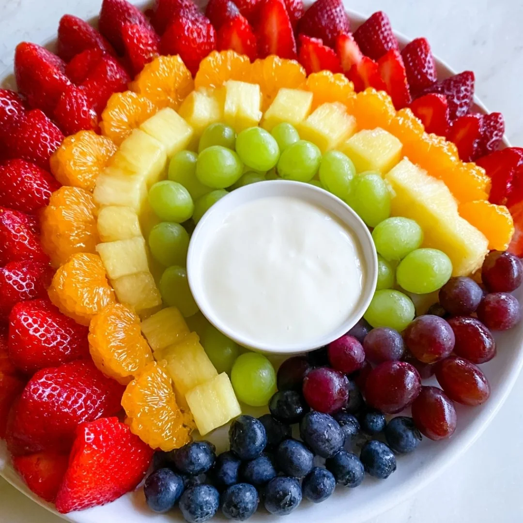 Colorful Rainbow Fruit Salad with a variety of fresh fruits and a unique twist